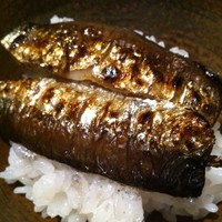 千翠 - 土鍋で炊きたてご飯に炙ったいわし乗せ