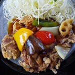 Toriben Kei - おかず→１枚揚げ季節野菜の黒酢餡掛け￥690