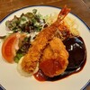 Dining cafe Garden - 手作り煮込みハンバーグの小サイズに海老フライ、牛肉コロッケまで♪ボリューム満点のコラボランチA