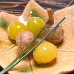 下関 春帆楼 - ふく会席 初音 芽慈姑唐揚げ 揚げ銀杏　2020.12.17