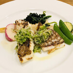フレンチ食堂 iTToku - 静岡県産真鯛のグリル　清水の平尾さんが釣った真鯛　ブロッコリーとシラスのソース