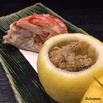 Ajinomise Iwashi - 毛蟹(ﾊｰﾌ)と剥き身ｶﾆﾐｿ和え