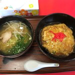 中華楼 - ランチの天津飯＋ミニラーメン（大盛り）