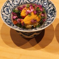 寿司つばさ - ★9赤うに、もずく、長芋ソーメン