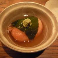 山城屋庄蔵 - ～先附二種～　じゃが芋の桜饅頭　鱧皮の銀餡