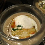 レストラン バカール - きのことアワビのスープ
