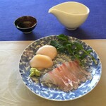 大谷酒造 - 肴②は、同じく天然の大分県産鯛と北海道産の帆立貝