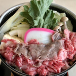 大間温泉海峡保養センター レストラン - 大間牛すき焼き(煮る前)