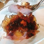 レストラン　ヒロミチ - 紫芋のムースリーヌコンソメジュレとの間には雲丹が
