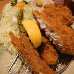 Katsutoshi - （2021/2月）ホッケかつとヒレかつ50gと野菜揚げ定食