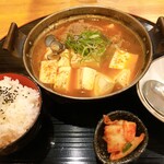 Shijimi Takiniku Kuniki - 麻辣肉豆腐定食　肉トッピ、ごはん大盛