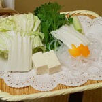 岡半 - お昼のコース しゃぶしゃぶ 野菜