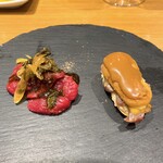 AU GAMIN DE TOKIO - 桜肉のカルパッチョ、鰹のタルタル・エクレア仕立て