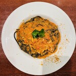 イタリア料理 フィオレンツァ - ボッタルガとシラスの黒いスパゲッティ