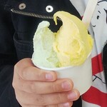 happy - ジェラート ダブルカップ マンゴー と アスパラガス (税込)450円　(2021.05.05)