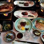 伊香保温泉　ホテルきむら - 豚肉の朴葉味噌焼き、合鴨が特に美味しかったです