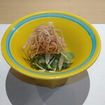 料亭 蔦茂 - 揚げスルメ、カニ菜の花カイワレ和え