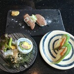 Ryuukyuu Kaitensushi Mirai - 石垣牛にぎり、ナーベラー寿司