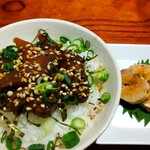 灼味噌らーめん 八堂八 - 日替飯 蛍イカの正油糀漬(限定8食) 300円、サービスで「あん肝」を頂きました(>ω<)