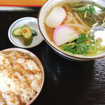 里 - 山菜うどん 竹の子ご飯