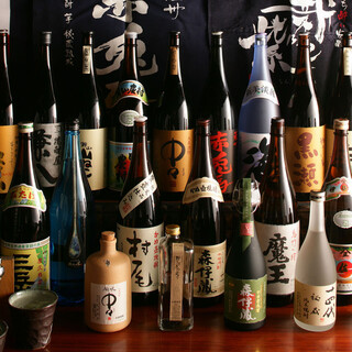An overwhelming selection of shochu! Premium shochu and seasonal shochu too!