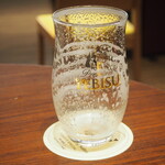 ヱビスビール記念館 - ヱビスプレミアムエール（呑んだ後のグラスに泡が綺麗に残る）