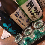わかたろう - 日本酒飲み比べ（左から山本・ゆきの美人・王祿）