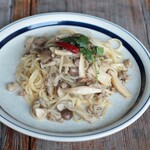 Peperoncino with gravy sausage and mushrooms