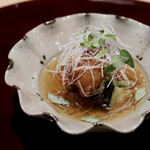 おみ乃 - 賀茂茄子と鶏のおかき揚げ