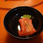 和田金 - 肉すまし　出し汁を掛ける前