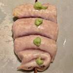 オオクサ - つくば茜鶏からスイッチした大和地鶏のささみさび焼き　ささみが大きくて味が濃いです