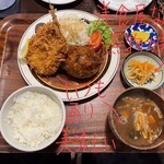 Yo-shoku OKADA - 飛騨バーグ&黄金アジフライ定食 1580円