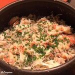 御料理 寺沢 - 毛蟹と烏賊墨の炊込みごはん