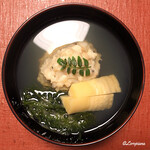 御料理 寺沢 - 蛤真薯と筍と生松藻の椀