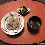 御料理 寺沢 - ﾊﾟｴﾘｱ風炊込みごはんと香の物と味噌汁