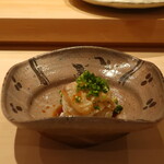 鮨 しみづ - クエの炙り ポン酢がけ