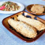 近江屋 - 茄子肉挟みフライ、メンチ