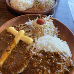 びっくりドンキー - チーズカレーバーグディッシュ300ご飯大盛り