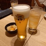 焼き鳥 きんざん - 生ビール、ジンジャーエール
