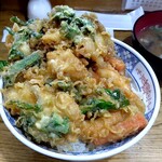 天ぷら 住友 - いかひれ付かけあげ丼　まさかのかき揚げ2枚乗せ