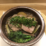 赤坂 菊乃井 - 昼懐石１３３１０円。牛肉花山椒鍋。やはり割り下が濃すぎて、花山椒の香りを存分には味わえないように思います。。。それでも、後口が爽やかで、満足はしていますよ（笑）（╹◡╹）