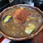 極楽うどん TKU - あさりと新ごぼうの麻婆ナスつけ麺（￥920）