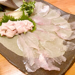 魚市場 小松 - ハギの活造り（肝と身）