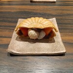 割烹 清風 - デザート　最中の皮の中はあんこ、アイスクリーム、フルーツ