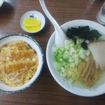 三浦食堂 - 料理写真:かつ丼セット 逆 (塩ラーメン)