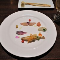 オステリア・オリエーラ - ワカサギの南蛮漬けとサバとブリのカルパッチョと烏賊