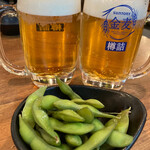 東北だべさ - ビール（金麦）で乾杯！付出しは枝豆でした。