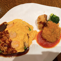 グリル満天星 麻布十番 新宿店 - 蟹クリームコロッケ
                    オムレツライス　デミグラス