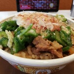 すき家 - かつぶしオクラ牛丼大盛￥610+山かけわさび￥130