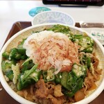 すき家 - かつぶしオクラ牛丼大盛￥610+山かけわさび￥130